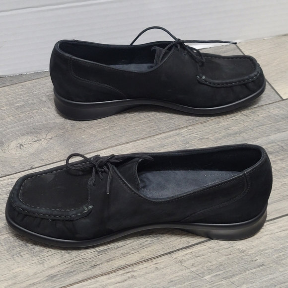 SAS Hand Crafted Petra Comfort Moccasin Black Nubuck Lace Up Shoes Womens 6.5 - Picture 6 of 11